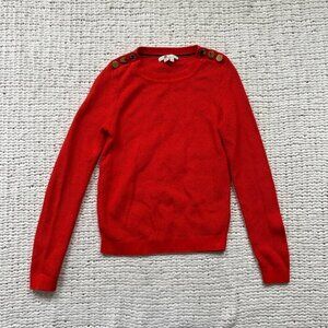Boden Women's Orange Cotton Sweater with Gold Shoulder Accents - Size XS